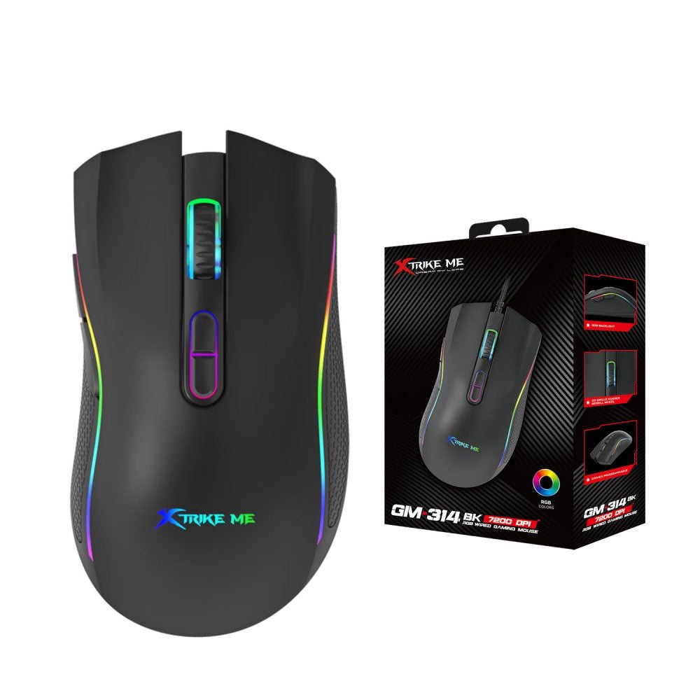 Xtrike Me GM-314 RGB Gaming Mouse - Programmable Buttons, Optical Sensor, Wired USB Gaming Mouse