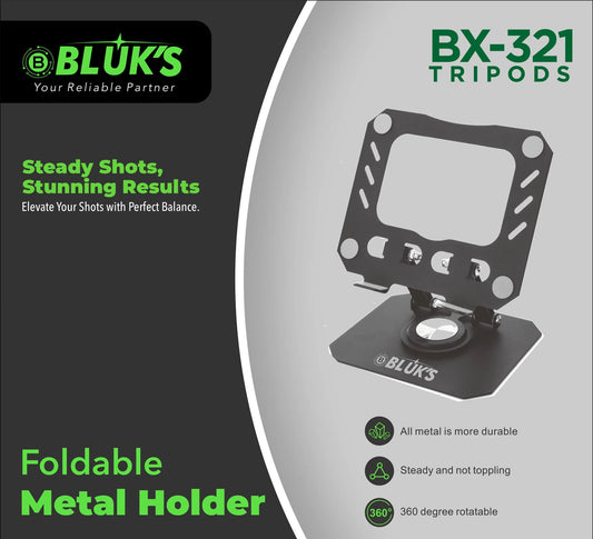 BX-321 Foldable Steel Gaming Phone Holder | Adjustable Mobile Stand for PUBG & COD