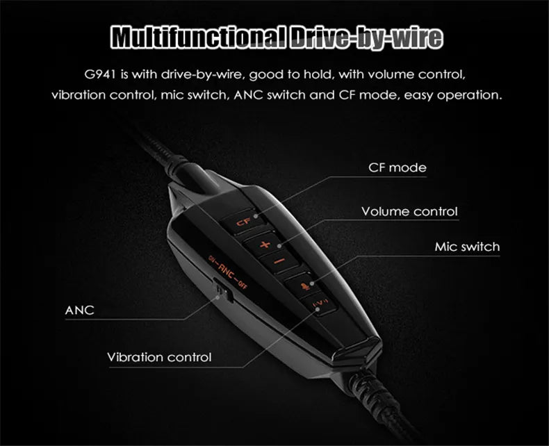 Somic G941 Gaming Headset - 7.1 Surround Sound USB Headphones with Vibration & RGB LED