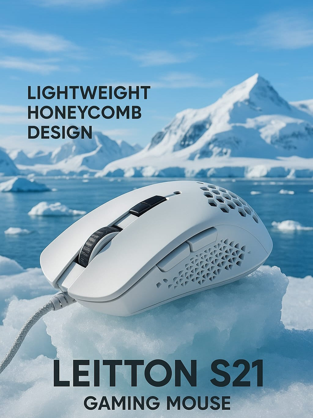 Letton S21 RGB Gaming Mouse - Ultra-Light Honeycomb Design, 16000 DPI, 8 Programmable Buttons