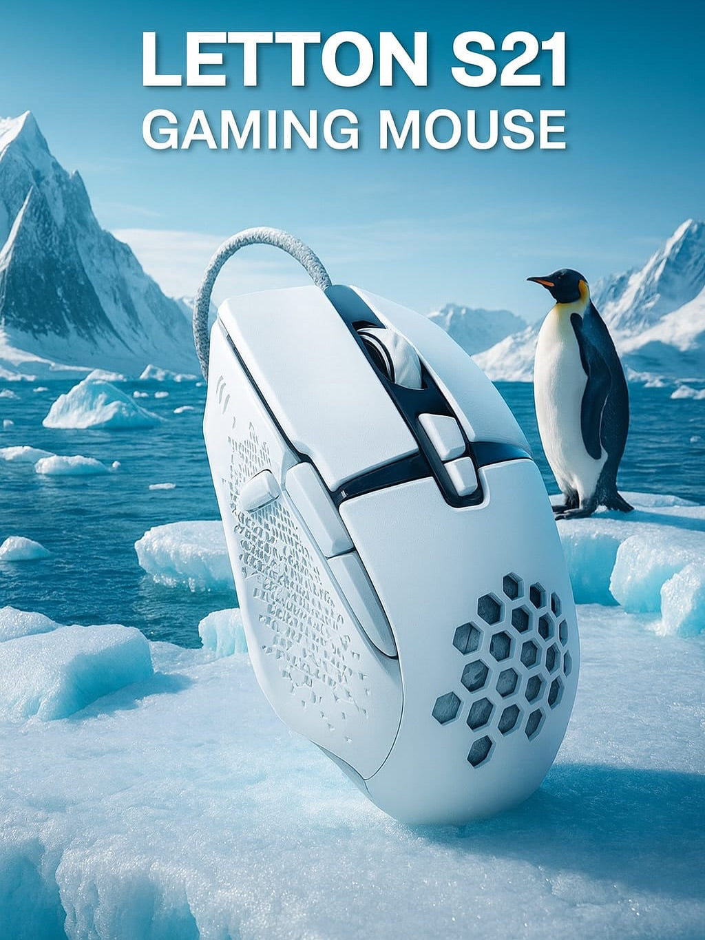 Letton S21 RGB Gaming Mouse - Ultra-Light Honeycomb Design, 16000 DPI, 8 Programmable Buttons