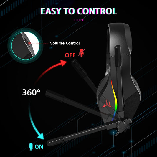 HAVIT GAMENOTE HV-H2025D RGB Gaming Headset - Noise Cancelling Mic, 7.1 Surround Sound for PS5, PS4, Xbox, PC