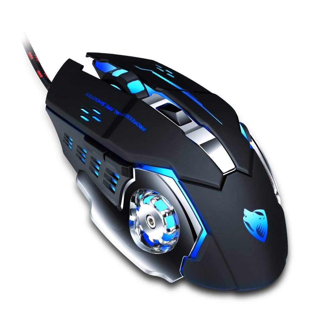 Pro Gaming Mouse - 6 Programmable Buttons, 4000 DPI, RGB LED - Perfect for PUBG, Fortnite & DOTA 2