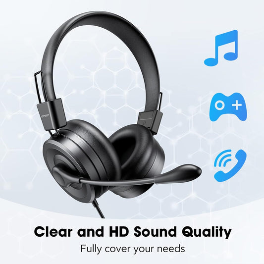EMEET HS20 Gaming Headset with Microphone - USB Wired Headphones for PC, Laptop & Call Center