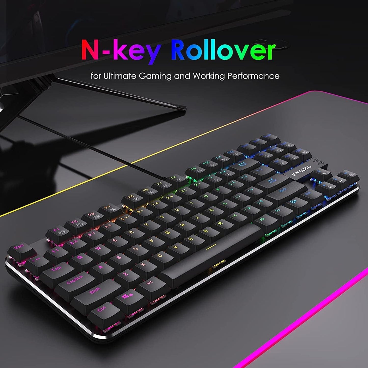 E-YOOSO Z-66 RGB Mechanical Gaming Keyboard - 87 Keys Blue Switch TKL