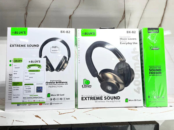 BX-82 Wireless Bluetooth Headphones - Over Ear Headset with Mic & SD Card Slot