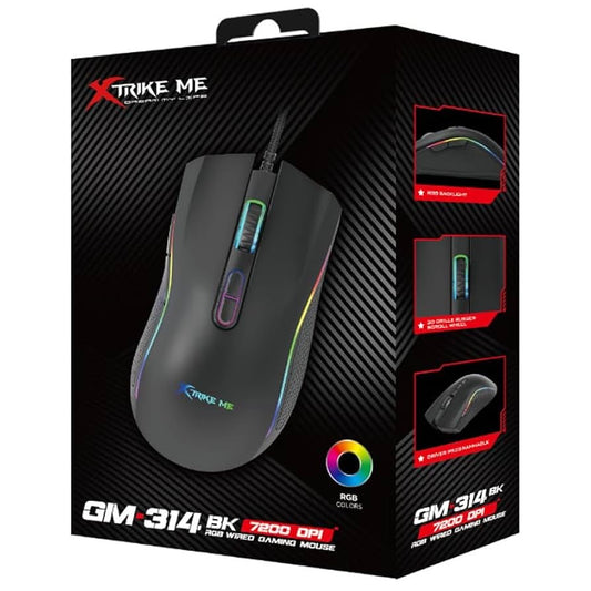 Xtrike Me GM-314 RGB Gaming Mouse - Programmable Buttons, Optical Sensor, Wired USB Gaming Mouse