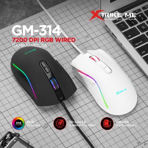 Xtrike Me GM-314 RGB Gaming Mouse - Programmable Buttons, Optical Sensor, Wired USB Gaming Mouse