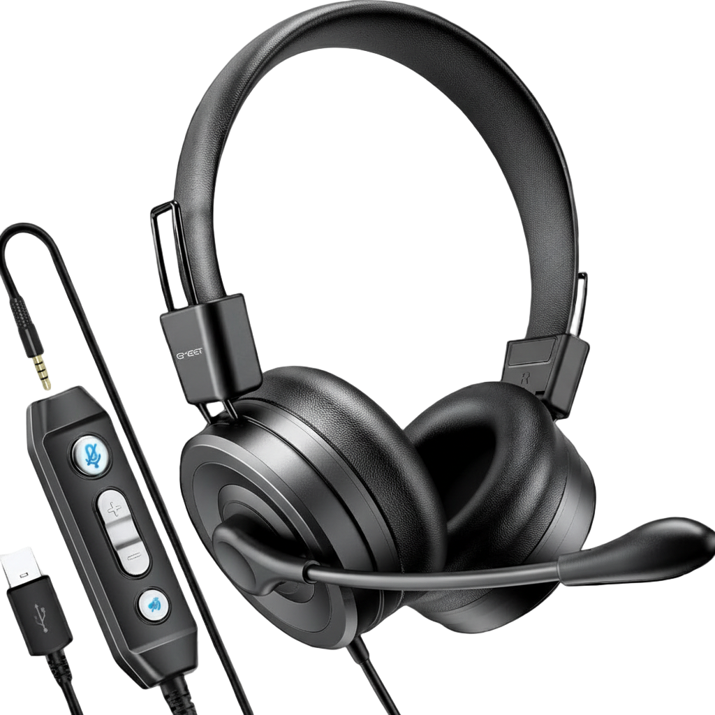 EMEET HS20 Gaming Headset with Microphone - USB Wired Headphones for PC, Laptop & Call Center