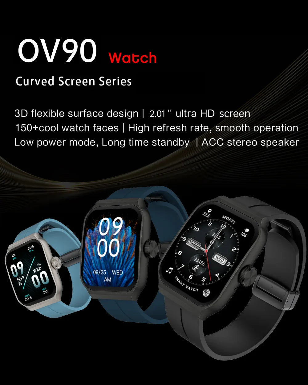 OV90 3D Amoled Display Smart Watch
