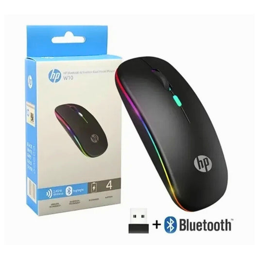 HP W10 RGB Wireless Gaming Mouse - Rechargeable Bluetooth & 2.4GHz Dual Mode with Type-C