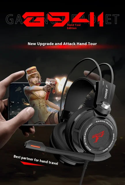Somic G941 Gaming Headset - 7.1 Surround Sound USB Headphones with Vibration & RGB LED
