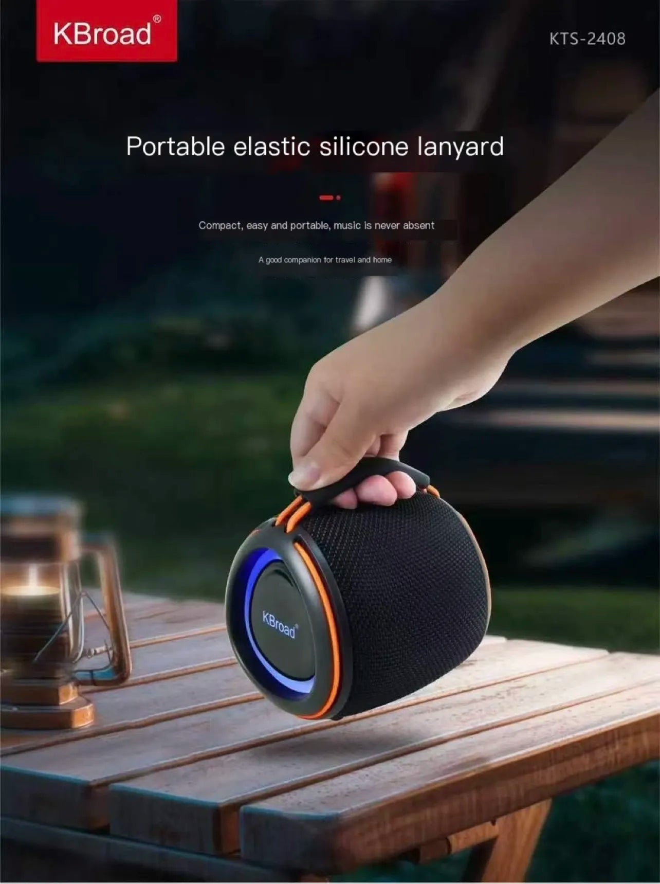 KTS-2408 Portable 12W Music Hifi Super Bass Sound RGB BlueTooth Wireless Speaker