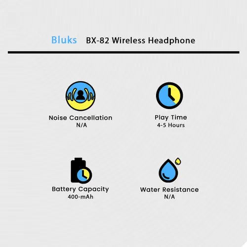 BX-82 Wireless Bluetooth Headphones - Over Ear Headset with Mic & SD Card Slot