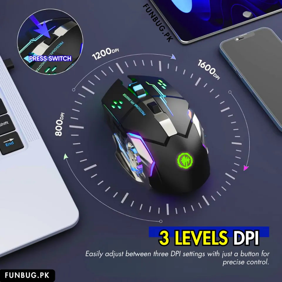 Pro Gaming Mouse - 6 Programmable Buttons, 4000 DPI, RGB LED - Perfect for PUBG, Fortnite & DOTA 2