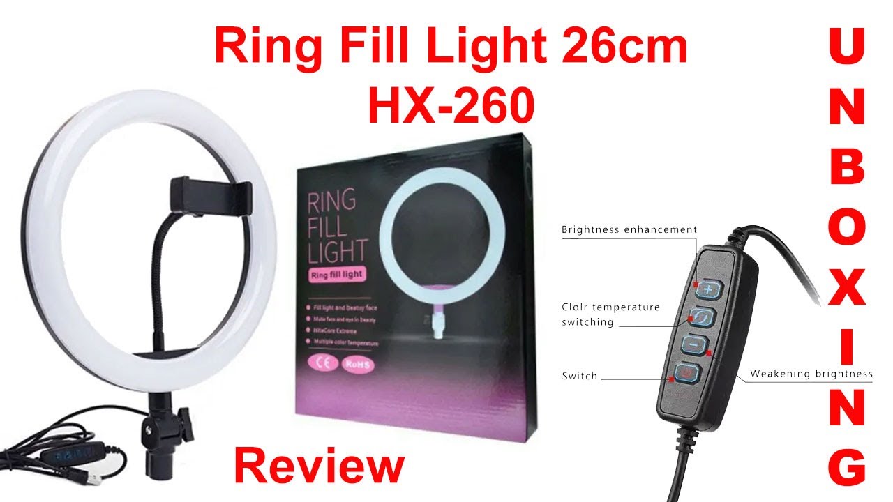 HX-260 26cm LED Studio Camera Ring Light with phone stand