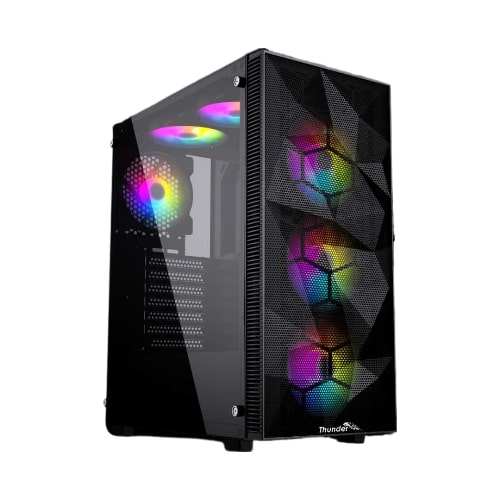 Thunder Triumph RGB Gaming Case ATX Mid Tower - 3 ARGB Fans, Tempered Glass, 360mm AIO Support